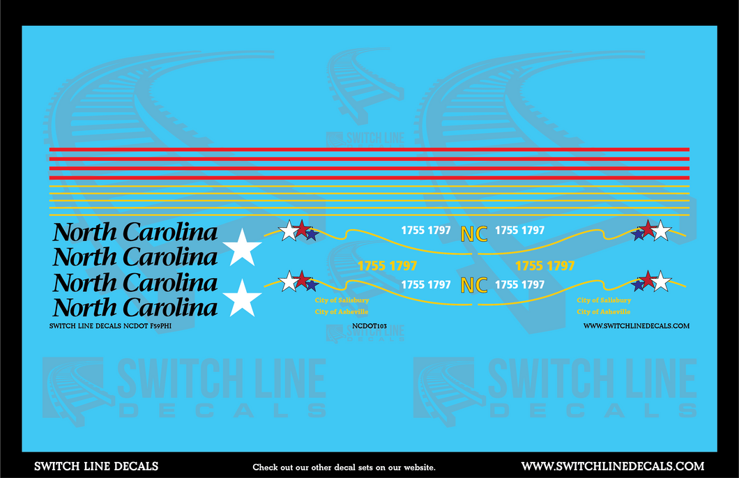 N Scale NCDOT F59PHI Locomotive Decal Set