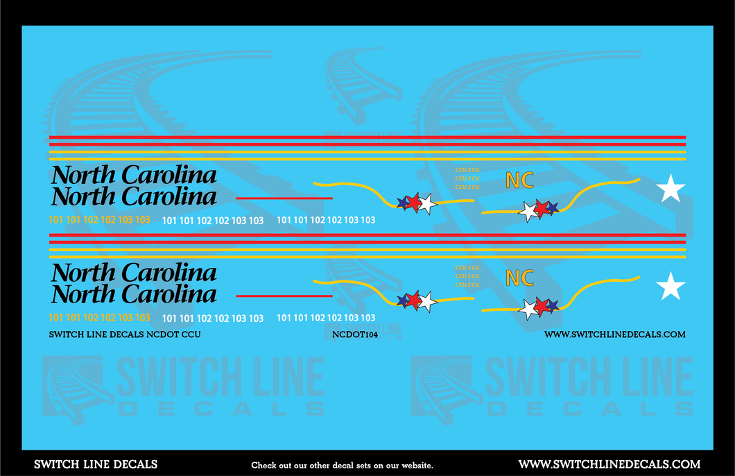 N Scale NCDOT CCU Locomotive Decal Set