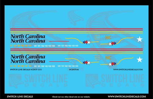 HO Scale NCDOT CCU Locomotive Decal Set