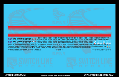 HO Scale NCDOT Passenger Cars Decal Set