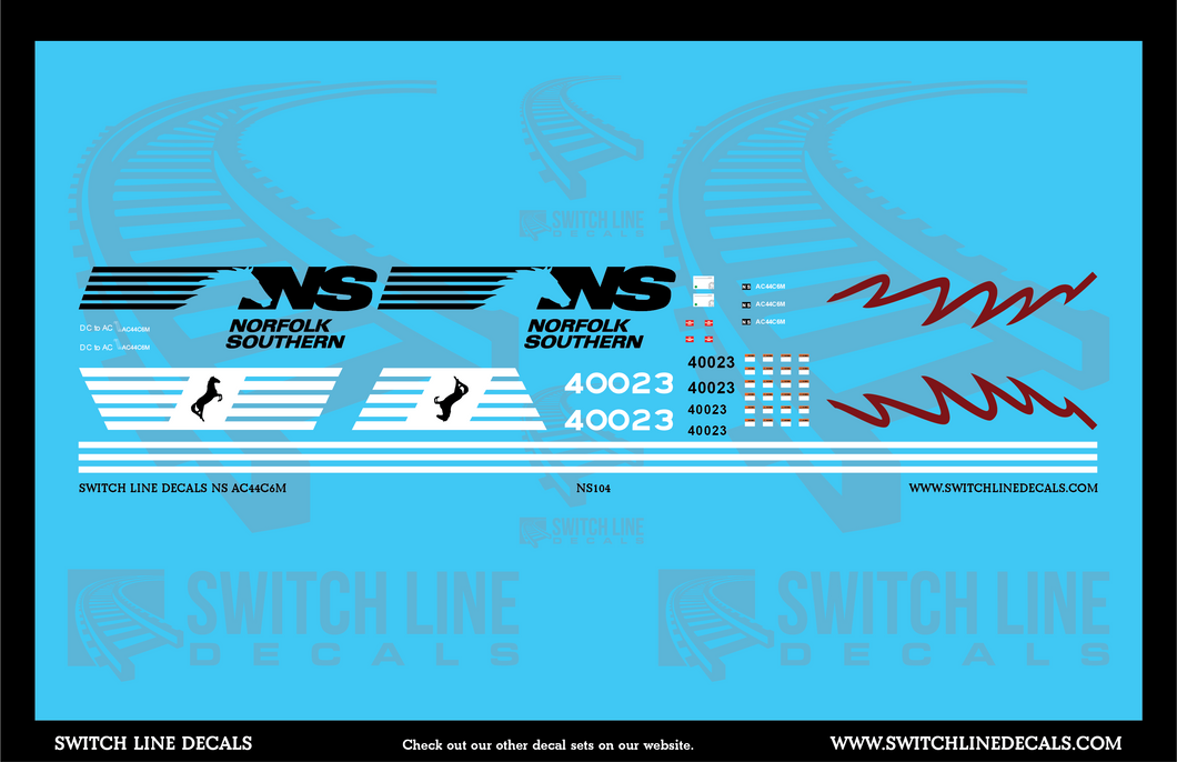 N Scale Norfolk Southern AC44C6M 4002 & 4003 Locomotive Decal Set