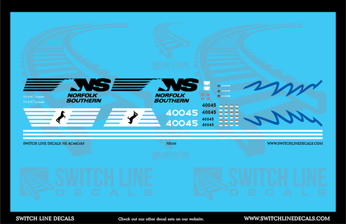 N Scale Norfolk Southern AC44C6M 4004 & 4005 Locomotive Decal Set