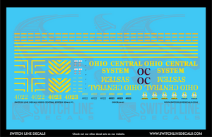 HO Scale Ohio Central System SD40-2 Locomotives Decal Set V2