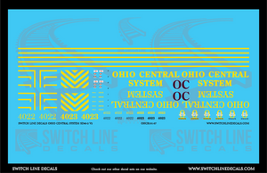 HO Scale Ohio Central System SD40-2 Locomotives Decal Set V1