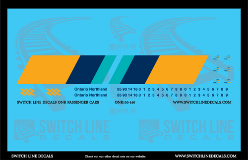 N Scale Ontario Northland Passenger Cars Decal Set