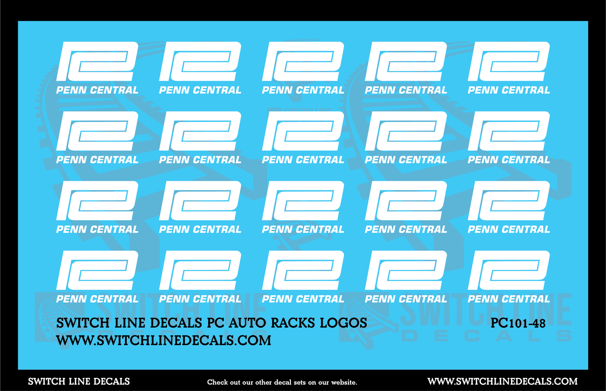 Auto Rack Logo Panel O Scale Penn Central Auto Rack Logos Decal Set – Mountain West Model Trains