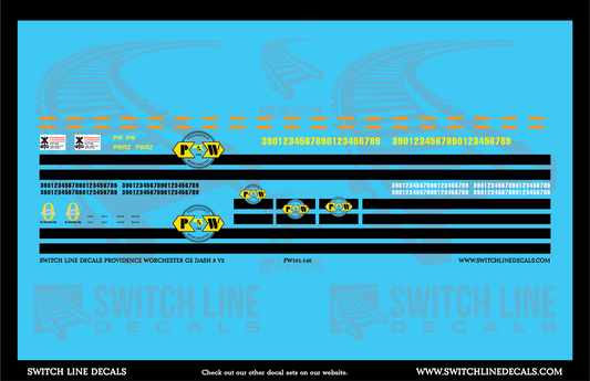 N Scale Providence & Worchester Dash 8 V2 Locomotive Decal Set