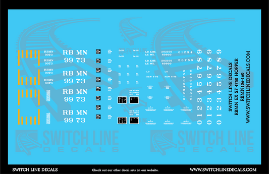 N Scale Reading Blue Mountain & Northern EX SF 4750 Hopper Decal Set