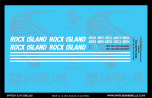 HO Scale Rock Island SW1 Locomotive Decal Set