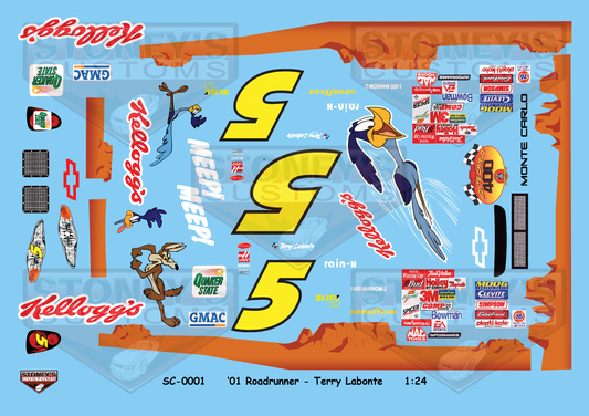 Stoney's Customs 2001 #5 Roadrunner - Terry Labonte 1:24 Decal Set