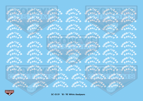 Stoney's Customs 81' - 92' White Goodyear Eagle Tire 1:24 Decal Set