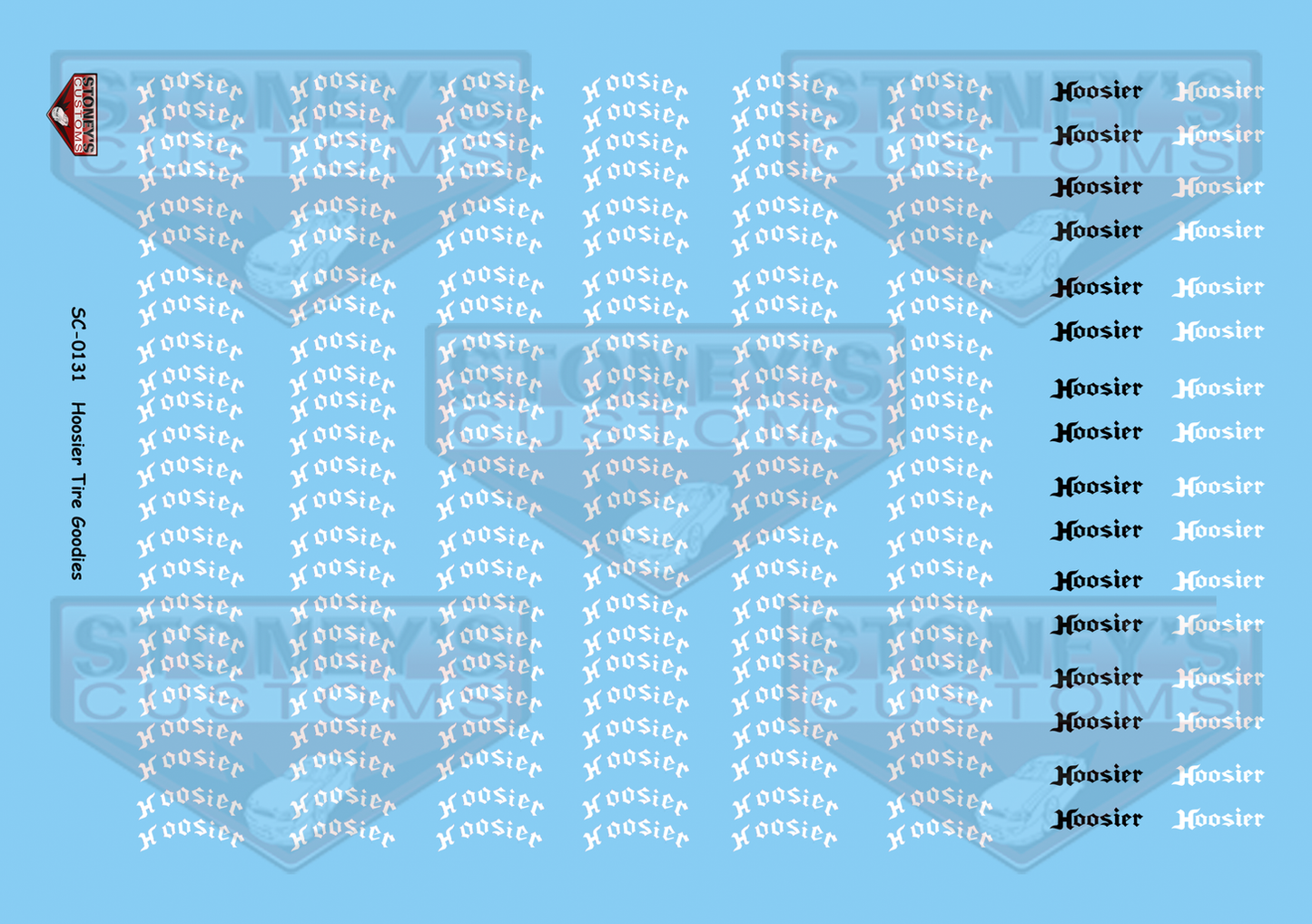 Stoney's Customs Hoosier White Tire Goodies 1:24 Decal Set