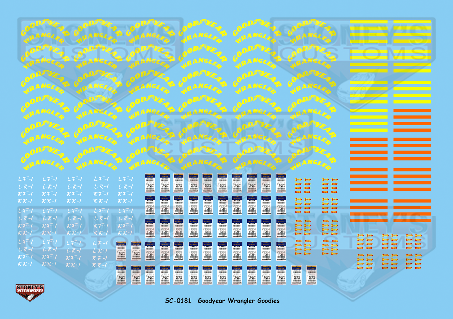Stoney's Customs Goodyear Wrangler Tire Goodies 1:24 Decal Set
