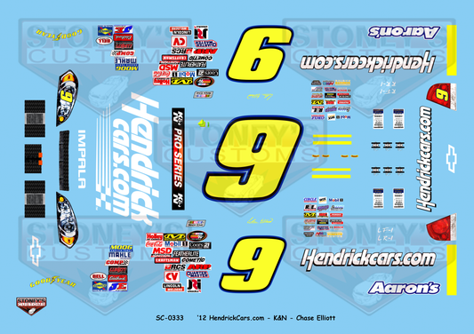 Stoney's Customs 2012 #6 HendricksCar.com K&N - Chase Elliot 1:24 Decal Set