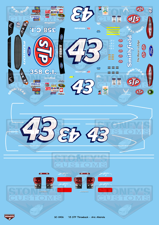 Stoney's Customs 2015 #43 STP Throwback - Aric Almirola 1:24 Decal Set