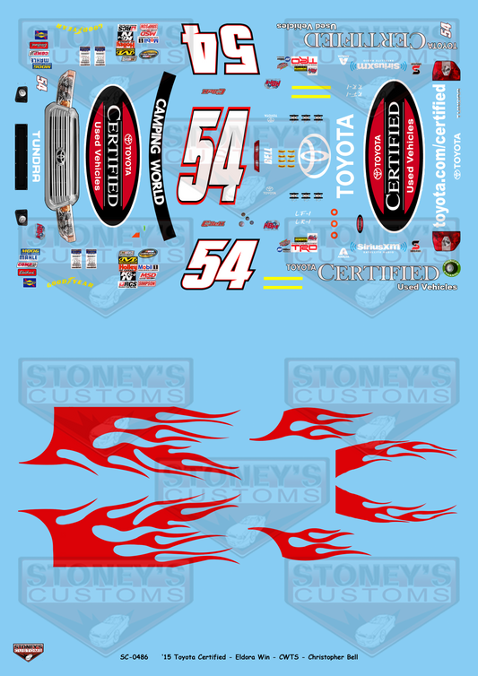 Stoney's Customs 2015 #54 Toyota Certified - Eldora Win - Christopher Bell 1:24 Decal Set