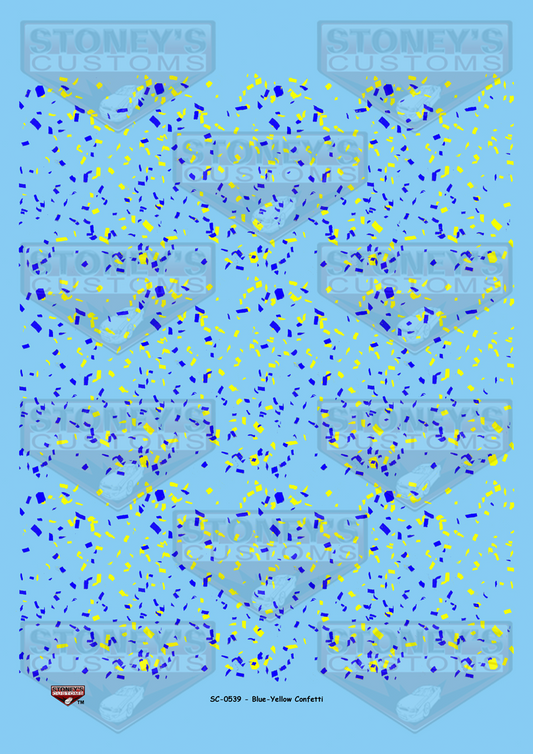 Stoney's Customs Blue and Yellow Confetti 1:24 Decal Set
