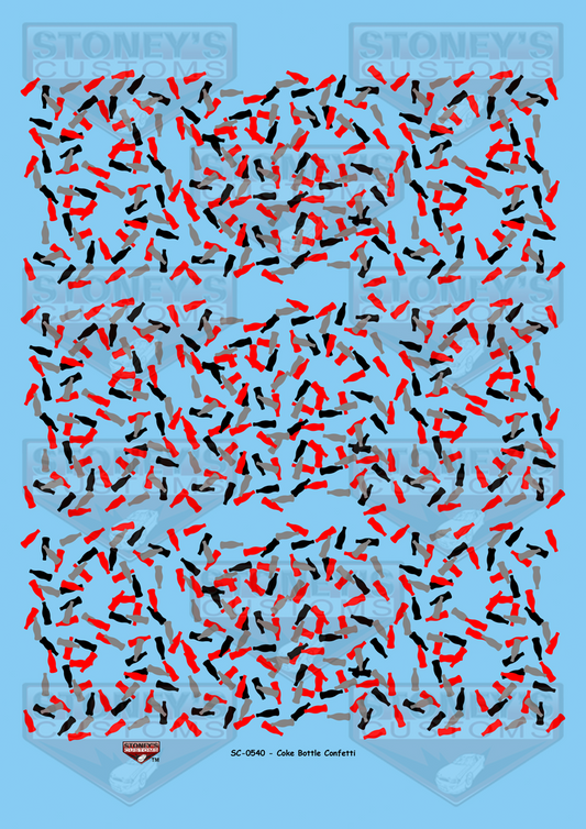 Stoney's Customs Coke Bottle Red and Black Confetti 1:24 Decal Set