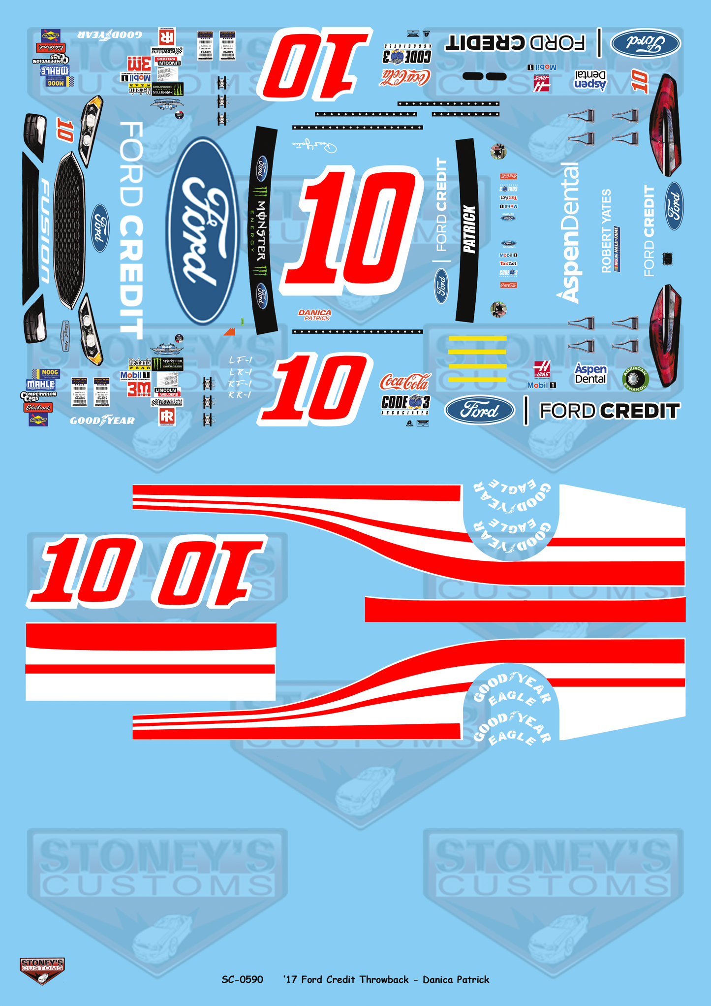 Stoney's Customs 2017 #10 Ford Credit Throwback 1:24 Decal Set