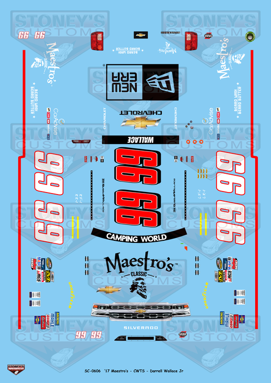 Stoney's Customs 2017 #99 Maestro's - CWTS - Darrell Wallace Jr 1:24 Decal Set
