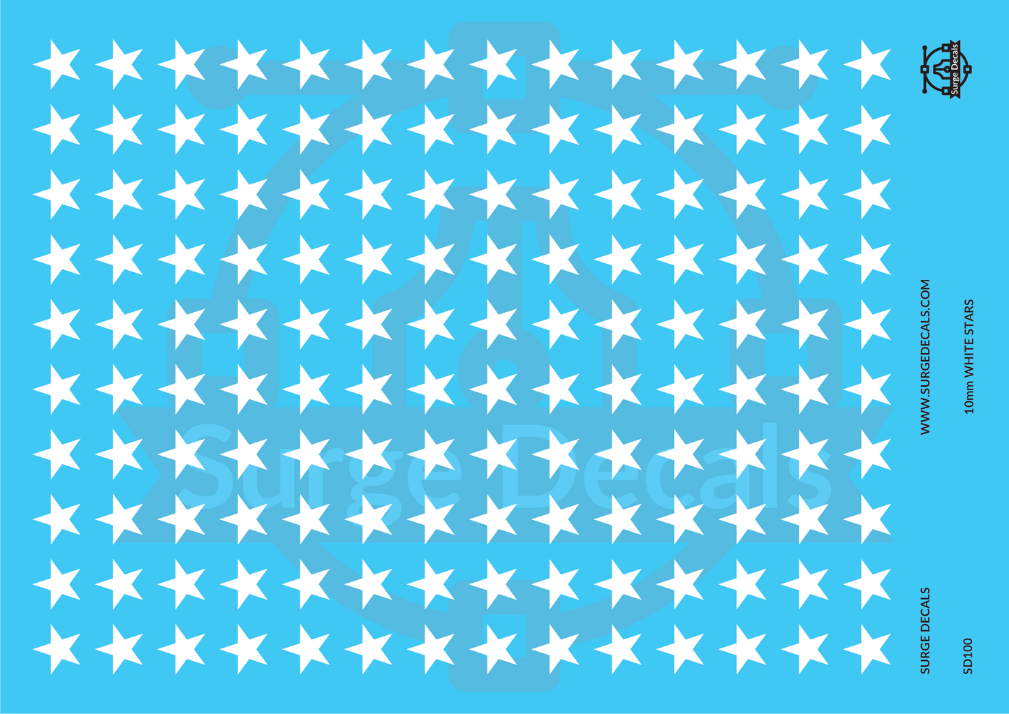 Surge Decals 10mm Tall White Stars Decals Set