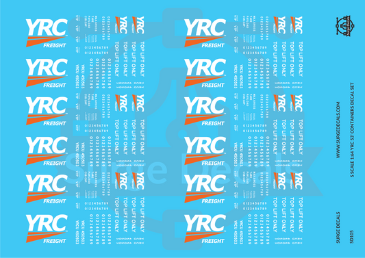 Surge Decals S 1:64 Scale YRC 53' Containers Decal Set