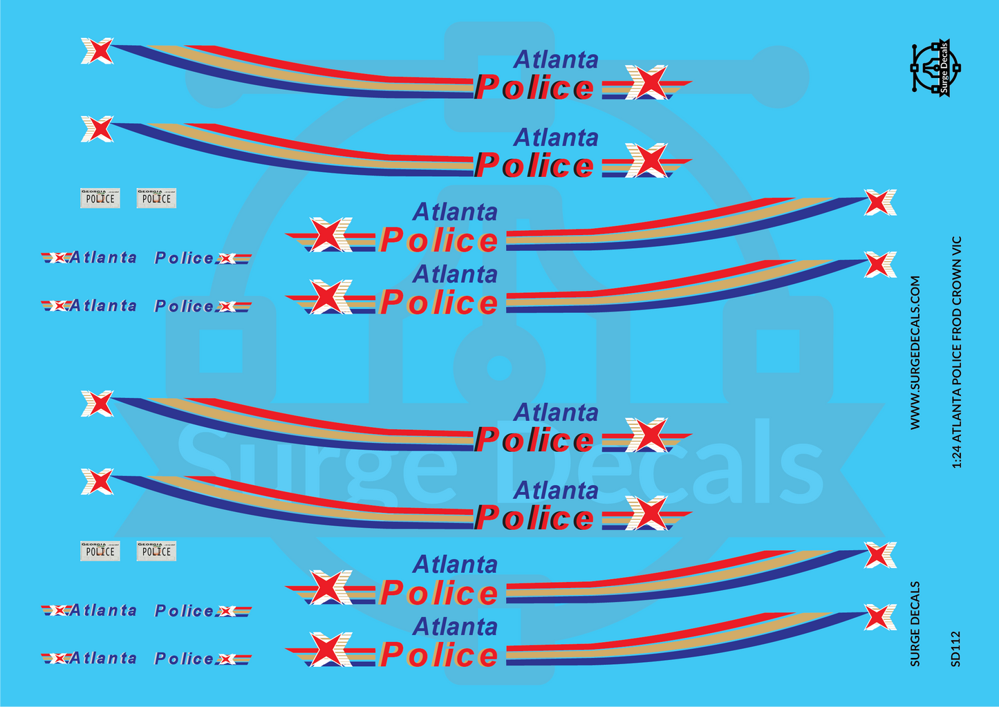 Surge Decals 1:24 Atlanta Ford Crown Vic Decal Set