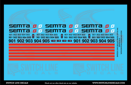 HO Scale SEMTA GP 9001 - 905 Locomotive Decal Set