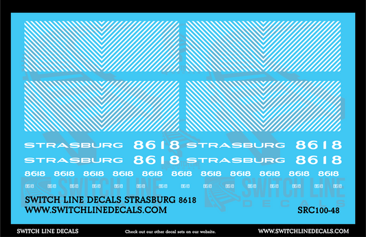 O Scale Strasburg SW8 8618 Locomotive Decal Set
