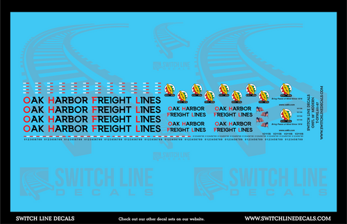 HO Scale Modern Oak Harbor Freight Lines 28' Trailers Decal Set