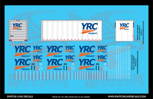 HO Scale YRC 28' Trailers Decal Set