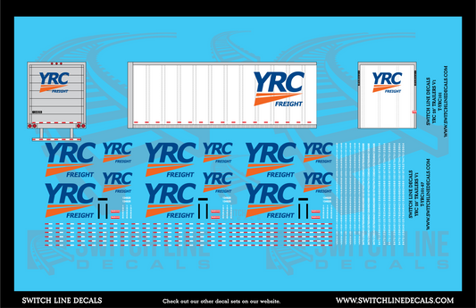 N Scale YRC 28' Trailers Decal Set