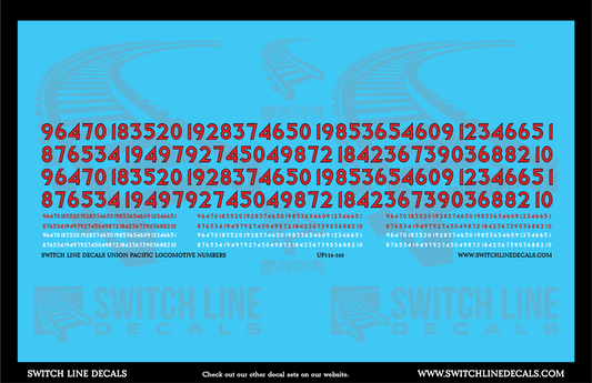 N Scale Union Pacific Locomotive Numbers Decal Set