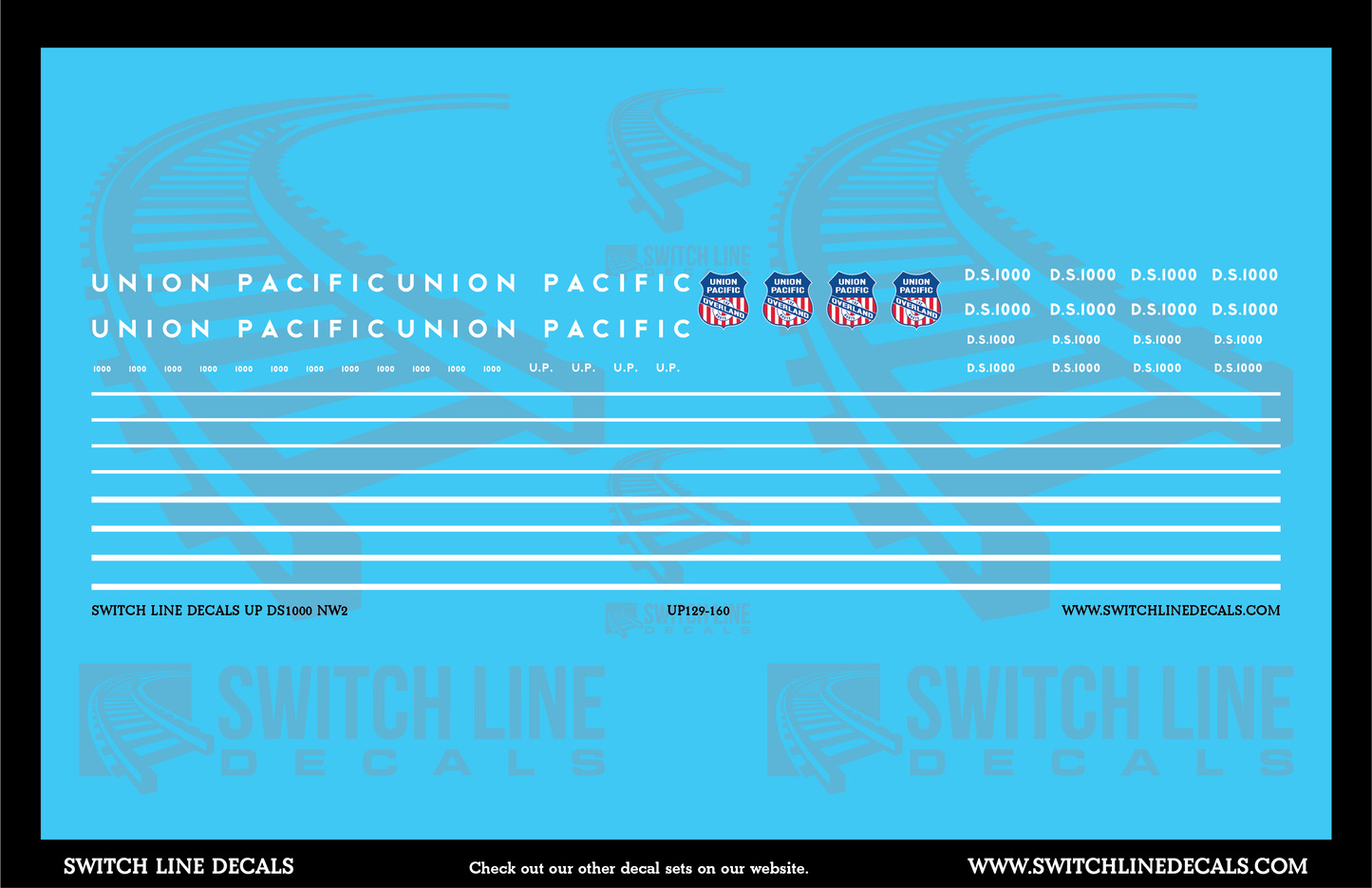 N Scale Union Pacific DS1000 NW2 Locomotive Decal Set