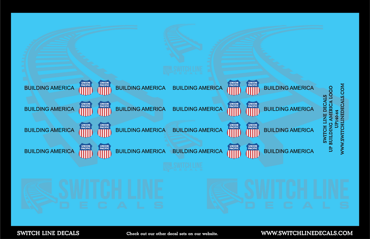 S Scale Union Pacific Building America Logo Decal Set