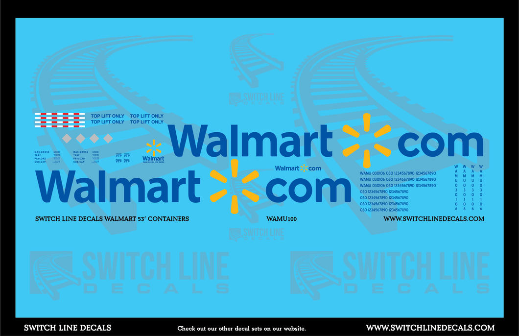 N Scale Walmart 53' Container Decal Set