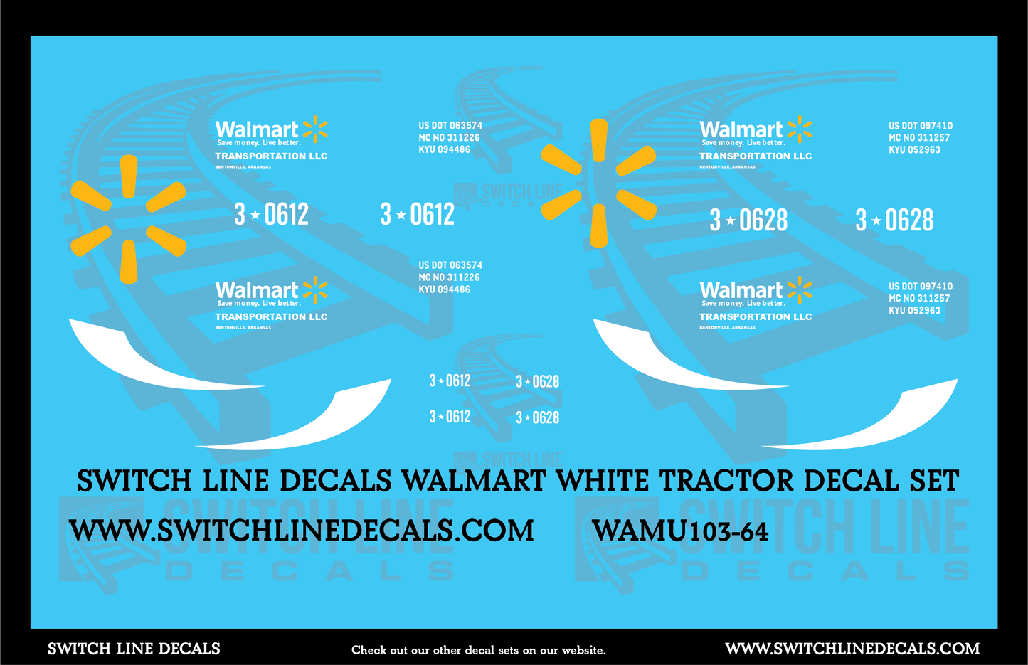 S Scale Walmart White Tractor Decal Set