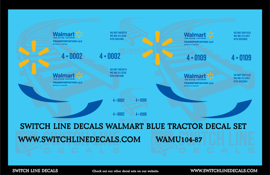 HO Scale Walmart Blue Tractor Decal Set