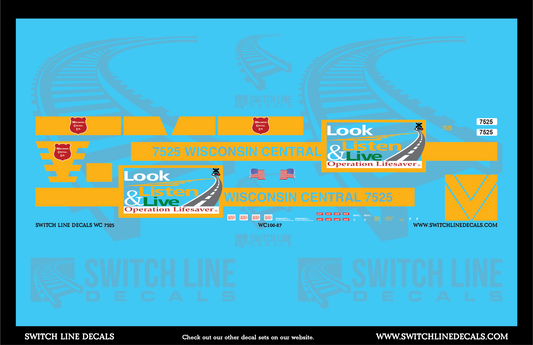 HO Scale Wisconsin Central 7525 Operation Lifesaver Locomotive Decal Set