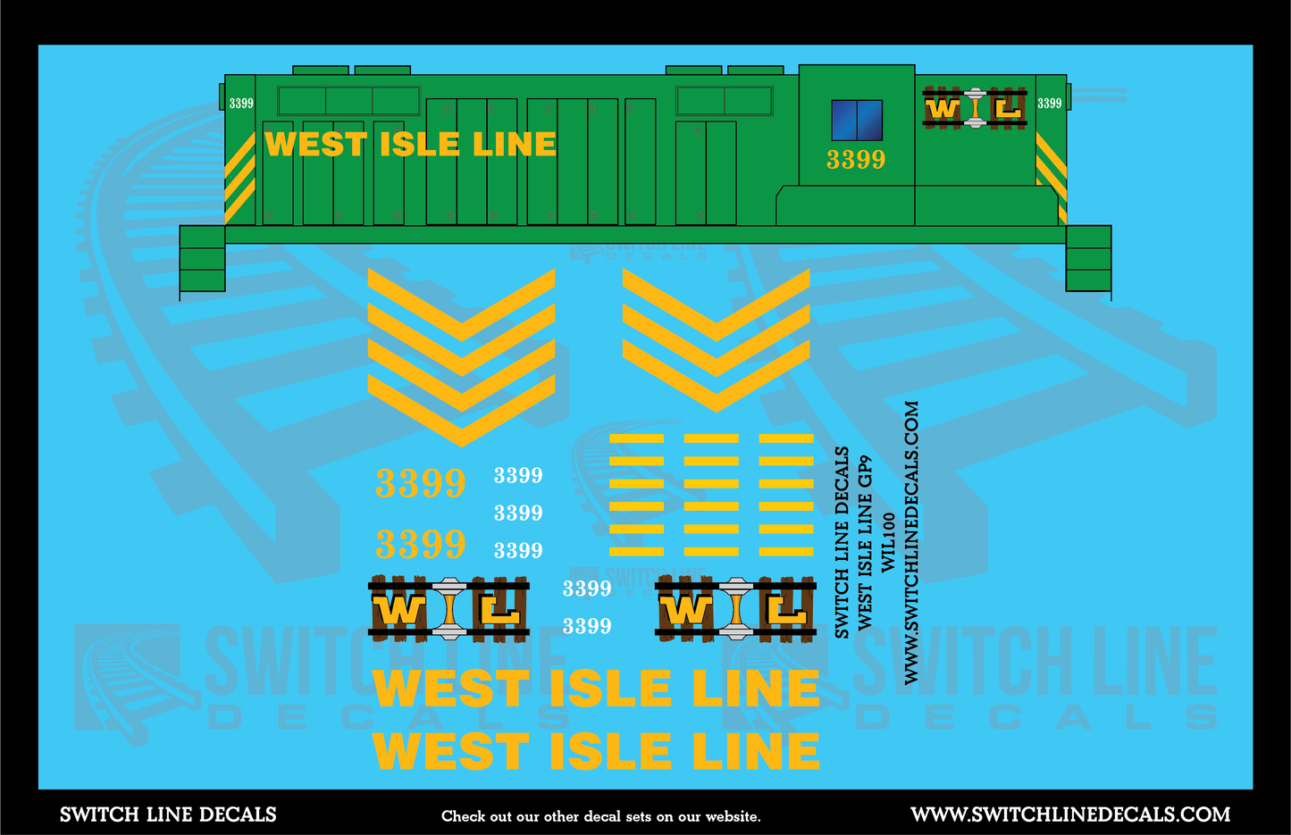 O Scale West Isle Line EMD GP9 3399 Locomotive Decal Set