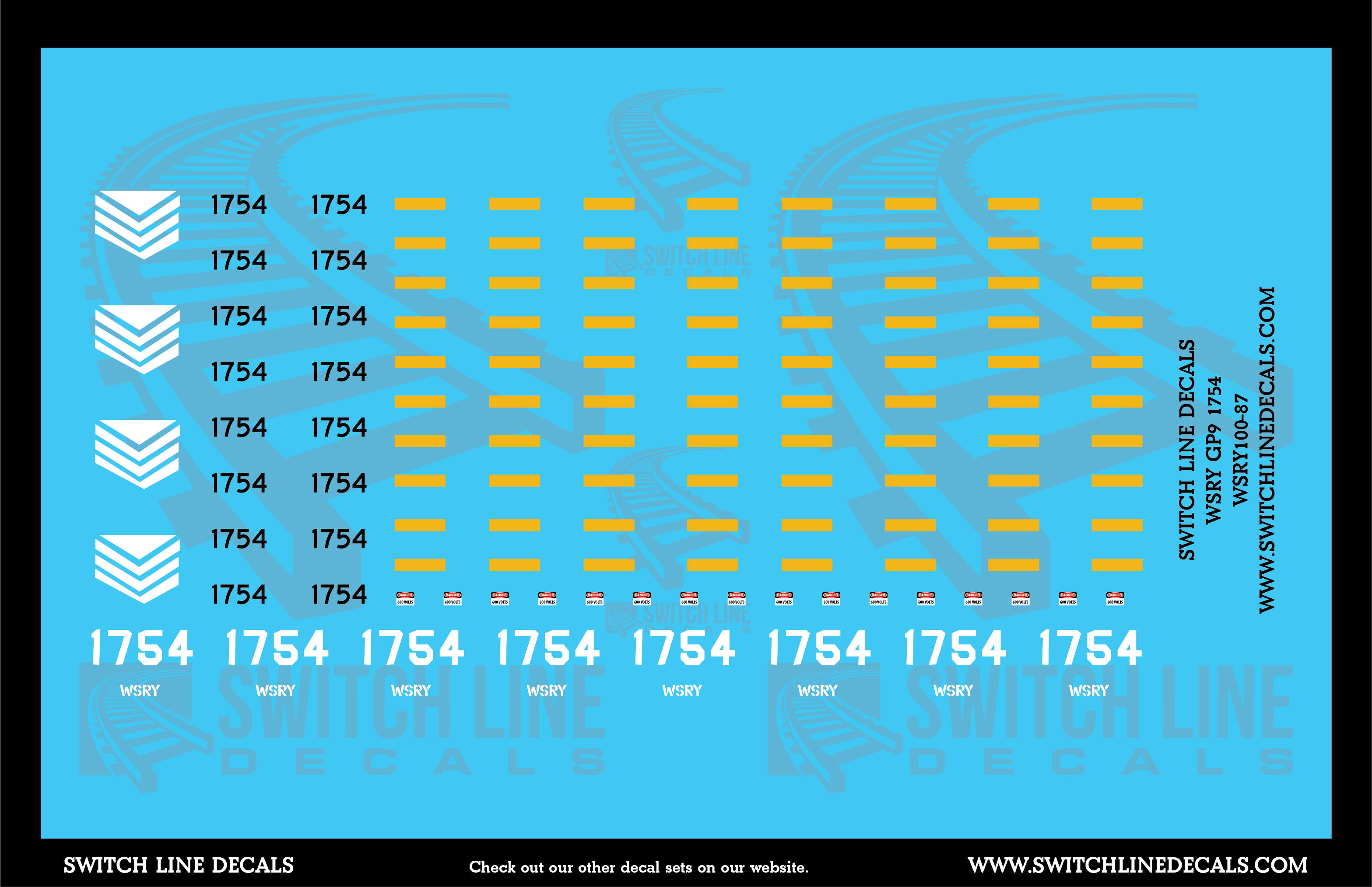 HO Scale WSRY GP9 1754 Locomotive Decal Set – Mountain West Model Trains