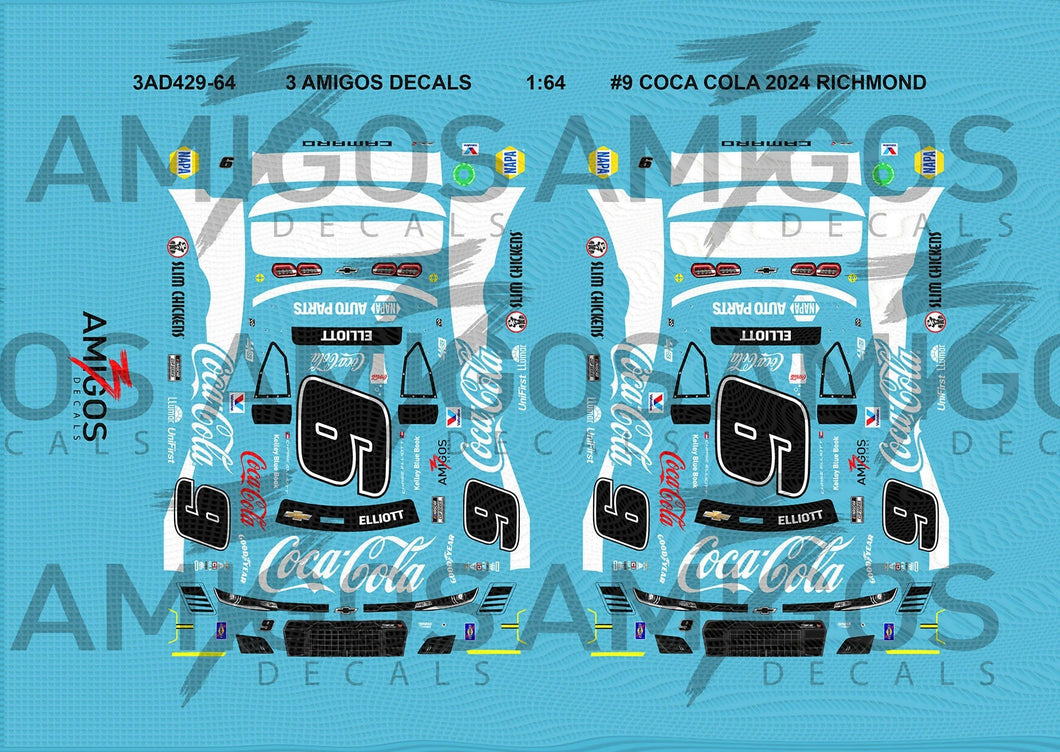 164 3 Amigos Decals 9 COCA COLA 2024 CAMARO RICHMOND Decal Set