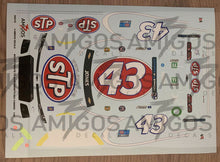 Load image into Gallery viewer, 3 Amigos Decals #43 STP John Andretti Tribute 2021 Chevy Camaro 1:24 NEON Decal Set - 2