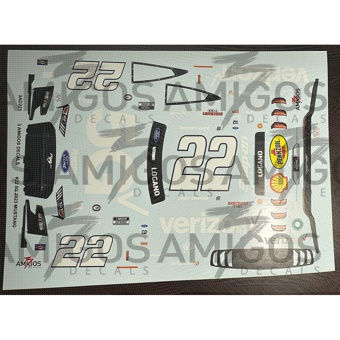 3 Amigos Decals #22 VERIZON 5G 2023 Mustang Decal Set 1:24