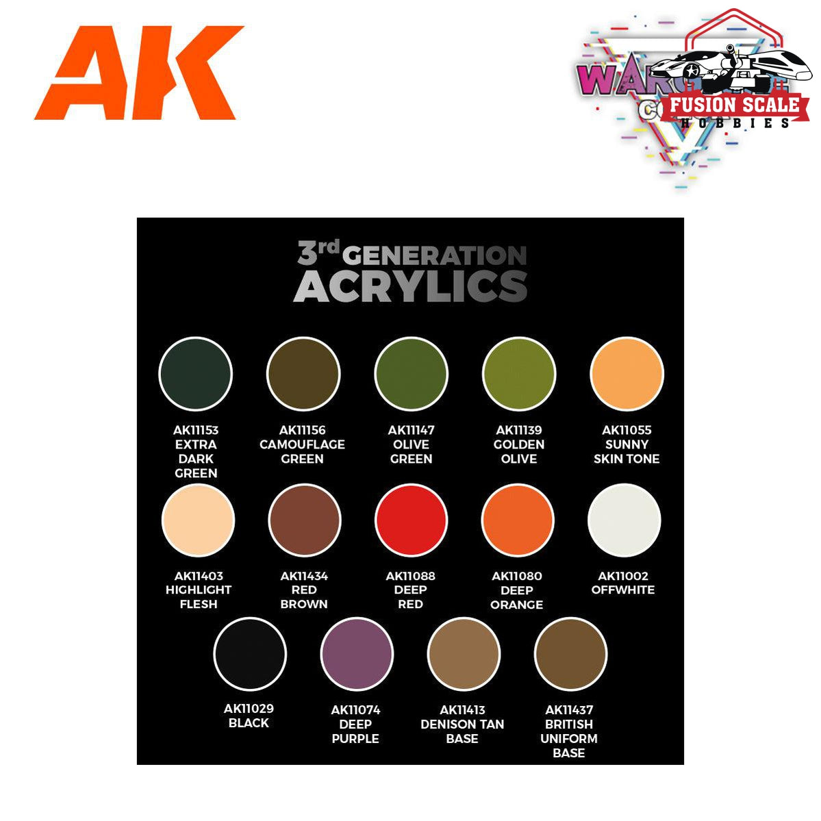 AK Interactive Wargame Starter Set - Battle Orc (14 Colors & 1 Figure) - Fusion Scale Hobbies