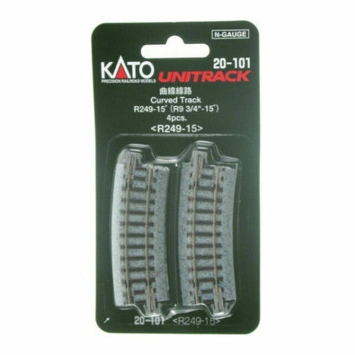 N Scale Kato Unitrack R249 Curves 4 Pack