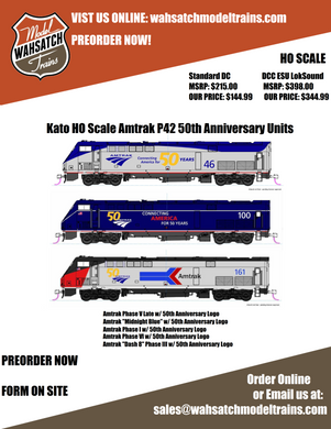 Kato HO Scale Amtrak P42 50th Anniversary Units PREORDER