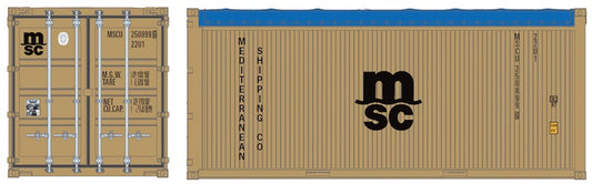 HO Scale PT Trains 20' Canvas Top MSC Container