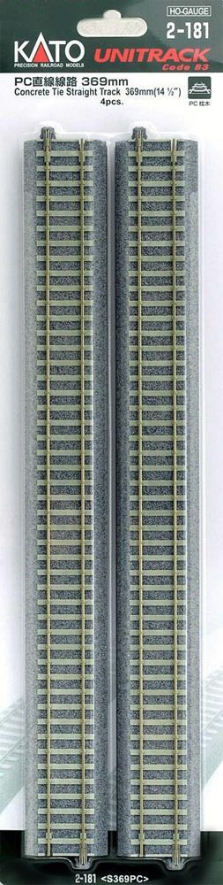 HO Scale Kato Unitrack 369MM straight 4 pack Concrete ties
